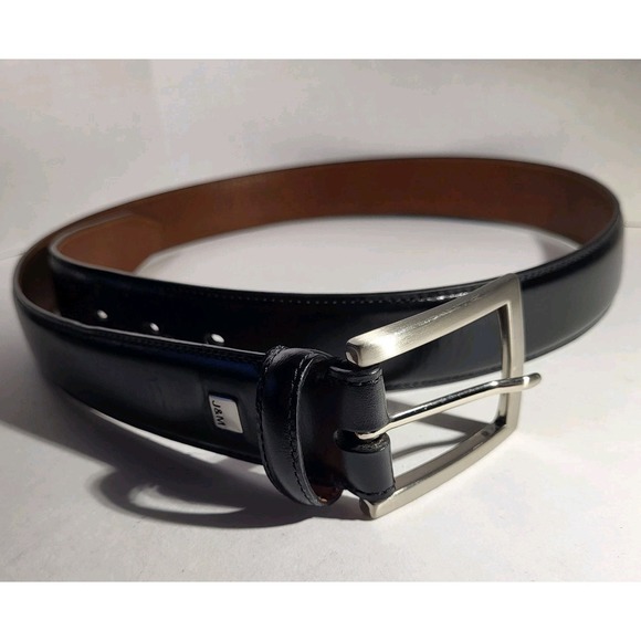 Johnston & Murphy Other - Johnston & Murphy Men's Black Leather Dress Belt Size 36/1.5" Silver Buckle